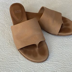 Eileen Fisher nude tumbled leather sandal.